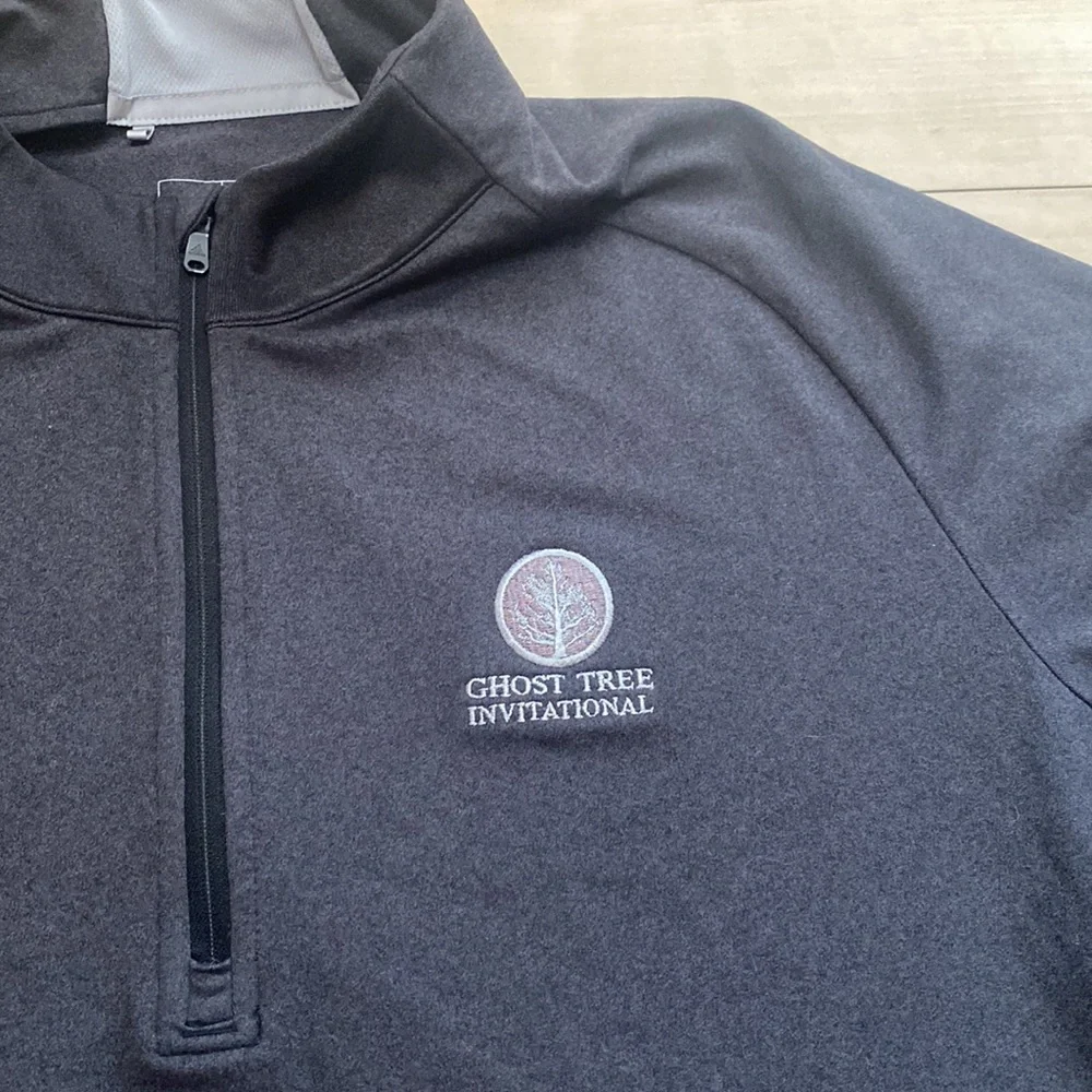 Adidas Mens L Golf Pullover. Grey. Ghost Tree Invitation Patch.